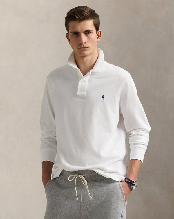 ÁO POLO RALPH LAUREN CLASSIC FIT MESH LONG-SLEEVE POLO SHIRT - WHITE - GHOD
